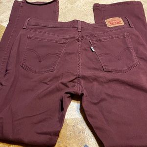 Burgundy 505 Straight leg Levis